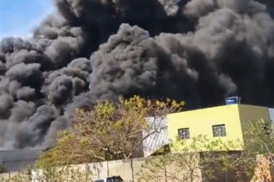 Incêndio em indústria causado por explosão próximo a Rodovia -  (crédito: Reprodução/Redes Sociais)