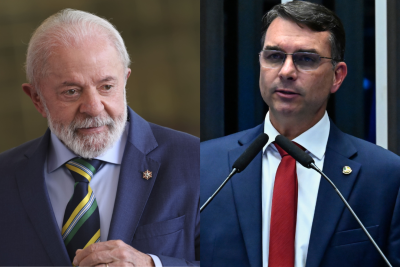 Flávio Bolsonaro (PL) e o presidente Luiz Inácio Lula da Silva (PT) aparecem tecnicamente empatados na disputa pela Presidência da República entre os eleitores do Rio de Janeiro, segundo pesquisa Genial/Quaest
 -  (crédito: Marcelo Camargo/Agência Brasil/Waldemir Barreto/Agência Senado)