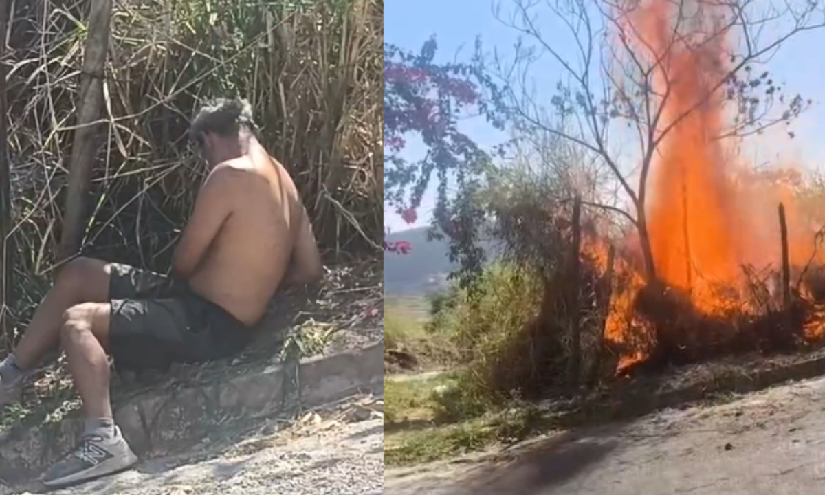 Homem tenta limpar lote com fogo, perde controle e mobiliza bombeiros em MG - (crédito: Corpo de Bombeiros/Reprodução)