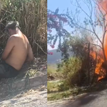 Vídeo: homem põe fogo em lote e queima quatro hectares em Ibirité - Corpo de Bombeiros/Reprodução