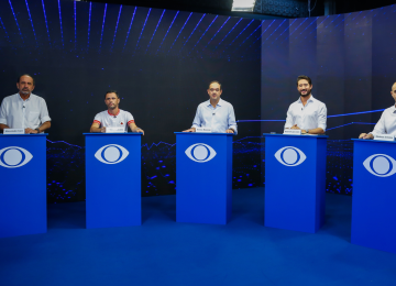 Primeiro debate televisivo entre os candidatos ao governo de Minas nas eleições de 2026 - (crédito: Júnia Garrido/Band Minas) Primeiro debate televisivo entre os candidatos ao governo de Minas nas eleições de 2026 - (crédito: Júnia Garrido/Band Minas)