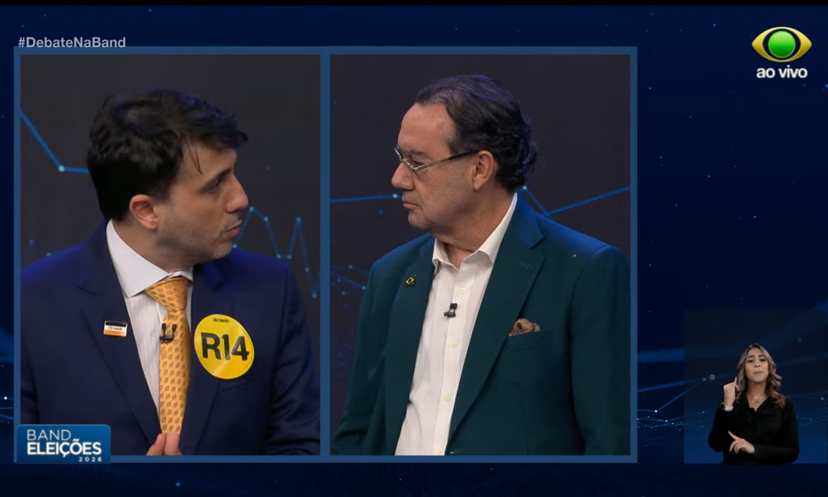 Enfrentamento de Augusto Cury a Renan Santos esquentou debate esvaziado - (crédito: Reprodução/TV Band)
