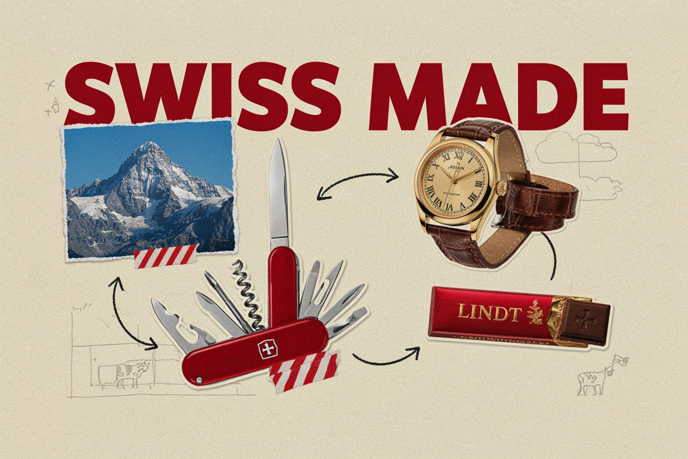 Al&eacute;m dos trens, a Su&iacute;&ccedil;a &eacute; mundialmente conhecida por quatro s&iacute;mbolos: os Alpes, o canivete su&iacute;&ccedil;o, os rel&oacute;gios e os chocolates-Magnific