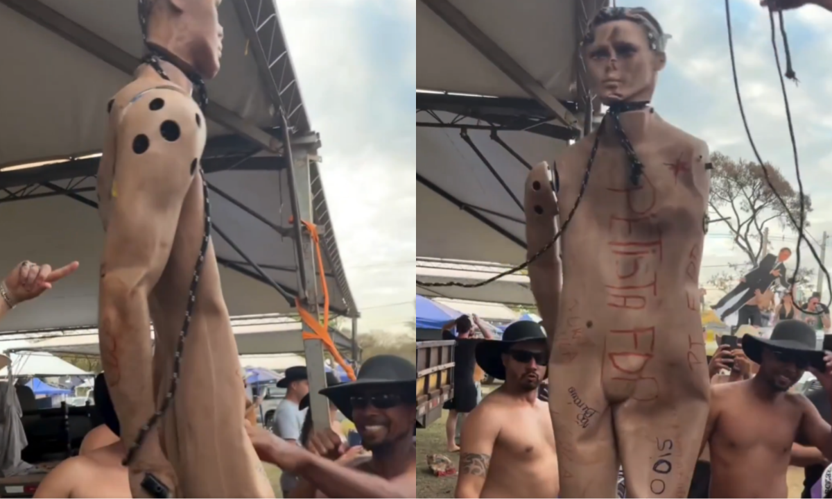 Boneco tinha inscrição de "Petista FDP" - (crédito: Reprodução/X)