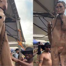 Homens enforcam manequim 'petista' na Festa do Peão de Barretos - Reprodução/X