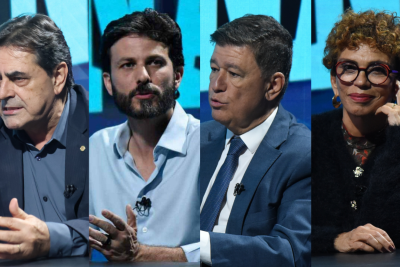Para o Senado, são sete minutos por bloco, equivalentes a 28% do tempo destinado aos cargos em disputa  -  (crédito: Gladyston Rodrigues/EM/D.A. Press e Marcos Vieira /EM/DA. Press)