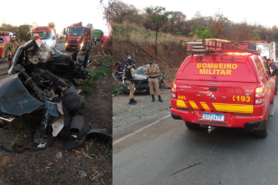 PM lamenta morte de tenente da Rotam em acidente na MG-424 -  (crédito: Corpo de Bombeiros/Reprodução)