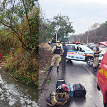 Carro despenca sete metros e vai parar em córrego na Grande BH - Corpo de Bombeiros/Reprodução