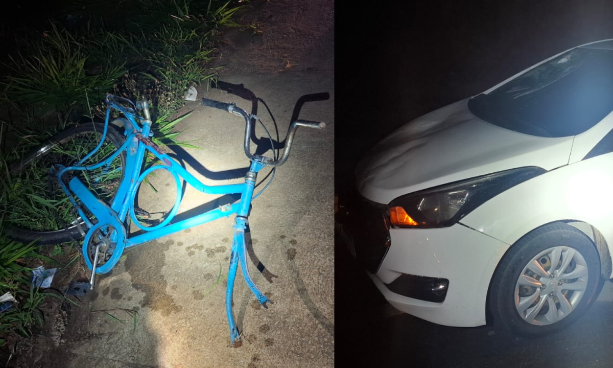 Ciclista de 56 anos morreu atingido por carro que acessava a marginal da BR-262 - (crédito: PRF/Reprodução)