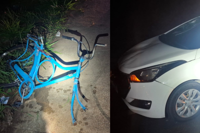 Ciclista de 56 anos morreu atingido por carro que acessava a marginal da BR-262 -  (crédito: PRF/Reprodução)