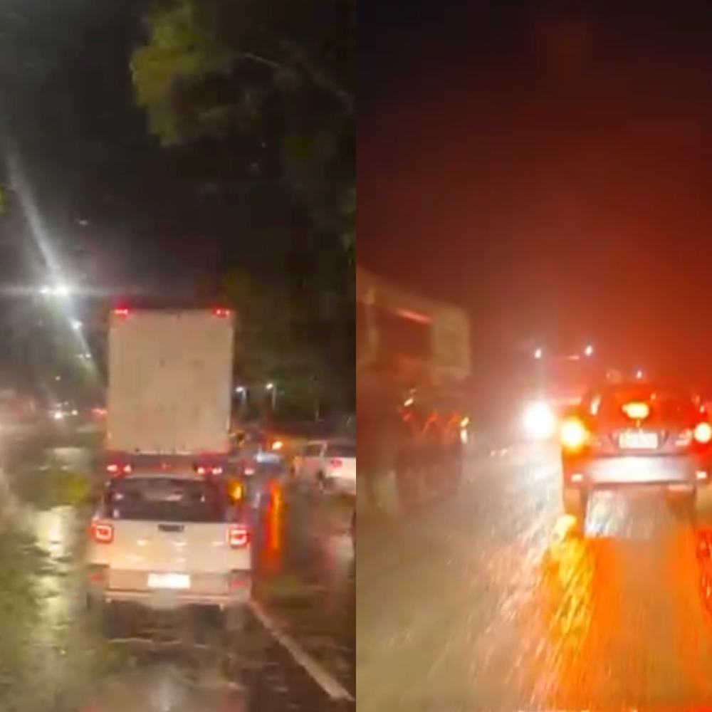 Chuva forte derruba galhos e leva lama para rodovia em MG; veja o vídeo