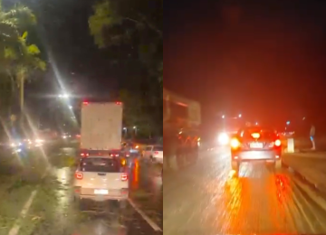 Temporal leva lama e árvores para a BR-381 e complica trânsito -  (crédito: Redes Sociais/Reprodução)