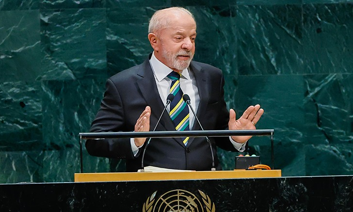 O presidente Lula discursa na ONU, com a delegação dos EUA em silêncio, em contraste com os aplausos da maioria dos líderes - (crédito: Ricardo Stuckert)
