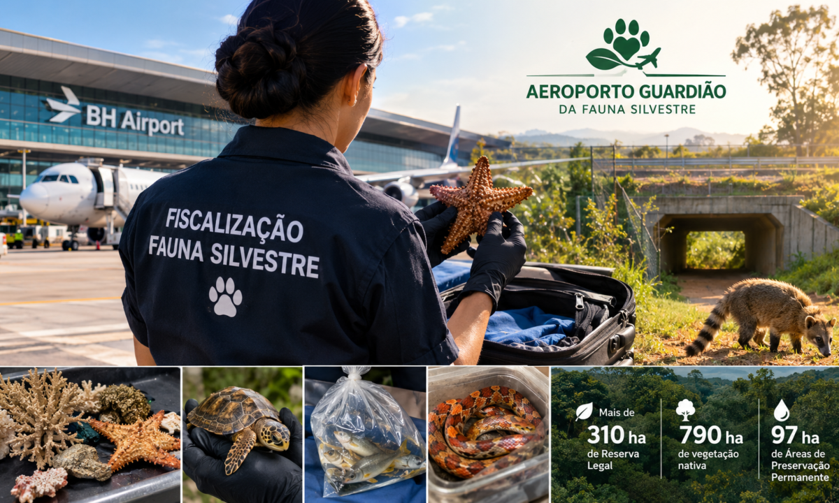 Ao integrar a rede de Aeroportos Guardiões da Fauna Silvestre, o BH Airport contribui para coibir crime de tráfico de animais e reafirma a proteção da biodiversidade - (crédito: Arte/IA)