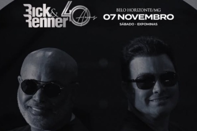 Rick &amp; Renner em material de divulga&ccedil;&atilde;o do show em Belo Horizonte, que faria parte da Turn&ecirc; 40 anos e foi cancelado -  (crédito: Reprodu&ccedil;&atilde;o/Instagram @rickerenner_bh)