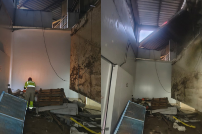 Funcionários são atingidos por desabamento dentro de fábrica em Brumadinho -  (crédito: Corpo de Bombeiros/Reprodução)