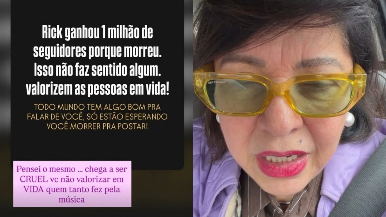 A cantora Roberta Miranda compartilha sua indigna&ccedil;&atilde;o em rela&ccedil;&atilde;o &agrave; valoriza&ccedil;&atilde;o de artistas apenas ap&oacute;s a morte, citando o caso de Rick Sollo -  (crédito: Reprodu&ccedil;&atilde;o/Instagram @robertamiranda)
