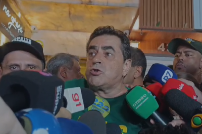 Domingos Sávio em coletiva de imprensa após eleição ao Senado -  (crédito: Alexandre Guzanshe/EM/D.A. Press)