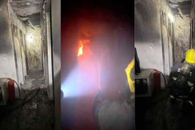Bombeiros foram mobilizados para apagar incêndio em apartamento no bairro São Lucas, em Belo Horizonte -  (crédito: Divulgação/CBMMG)