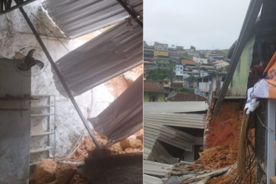 Bicas, na Zona da Mata de Minas Gerais, nesta quarta-feira (28/10)
Desabamento atingiu os telhados de uma igreja e de uma loja em Bicas, na Zona da Mata mineira, nesta quarta-feira (28/10) -  (crédito: Divulga&ccedil;&atilde;o/CBMMG)