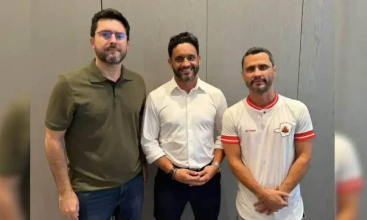 Da esquerda à direita: economista Thiago Toscano; vice-governador eleito, Luís Eduardo Falcão (Republicanos); e o governador eleito, Cleitinho Azevedo (Republicanos) - (crédito: Reprodução)