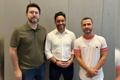 Da esquerda à direita: economista Thiago Toscano; vice-governador eleito, Luís Eduardo Falcão (Republicanos); e o governador eleito, Cleitinho Azevedo (Republicanos) -  (crédito: Reprodução)