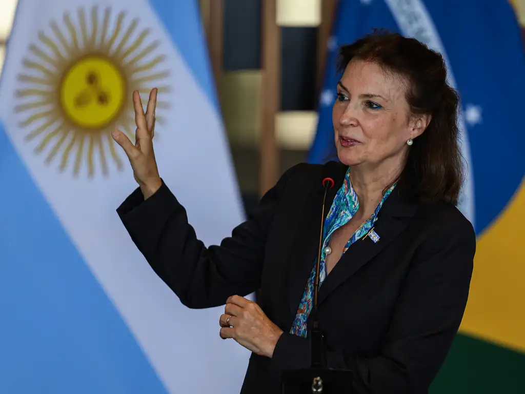 A ministra de Relações Exteriores, Comércio Internacional e Culto da Argentina, Diana Mondino -  (crédito: José Cruz/Agência Brasil)