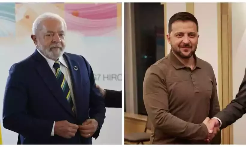 Presidentes de Brasil e Ucrânia, Luiz Inácio Lula da Silva e Volodymyr Zelensky -  (crédito: EVARISTO SA/AFP/LOUISE DELMOTTE/POOL)