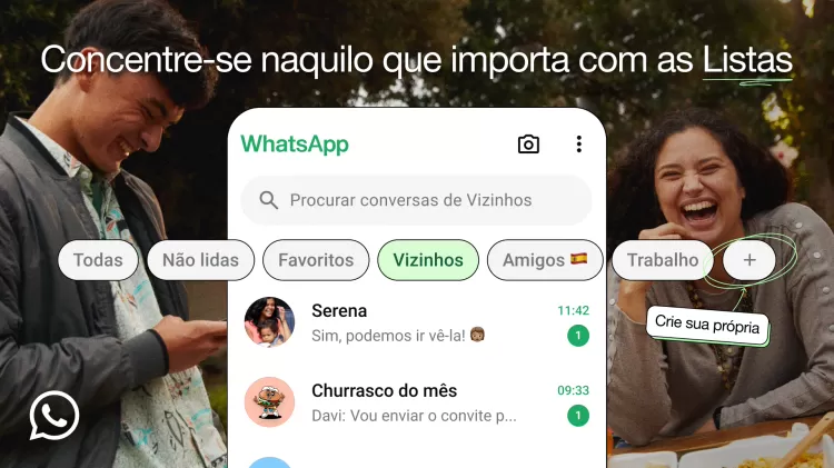 WhatsApp libera nova ferramenta para o agrupamento de conversas -  (crédito: Imagem: Reprodução)