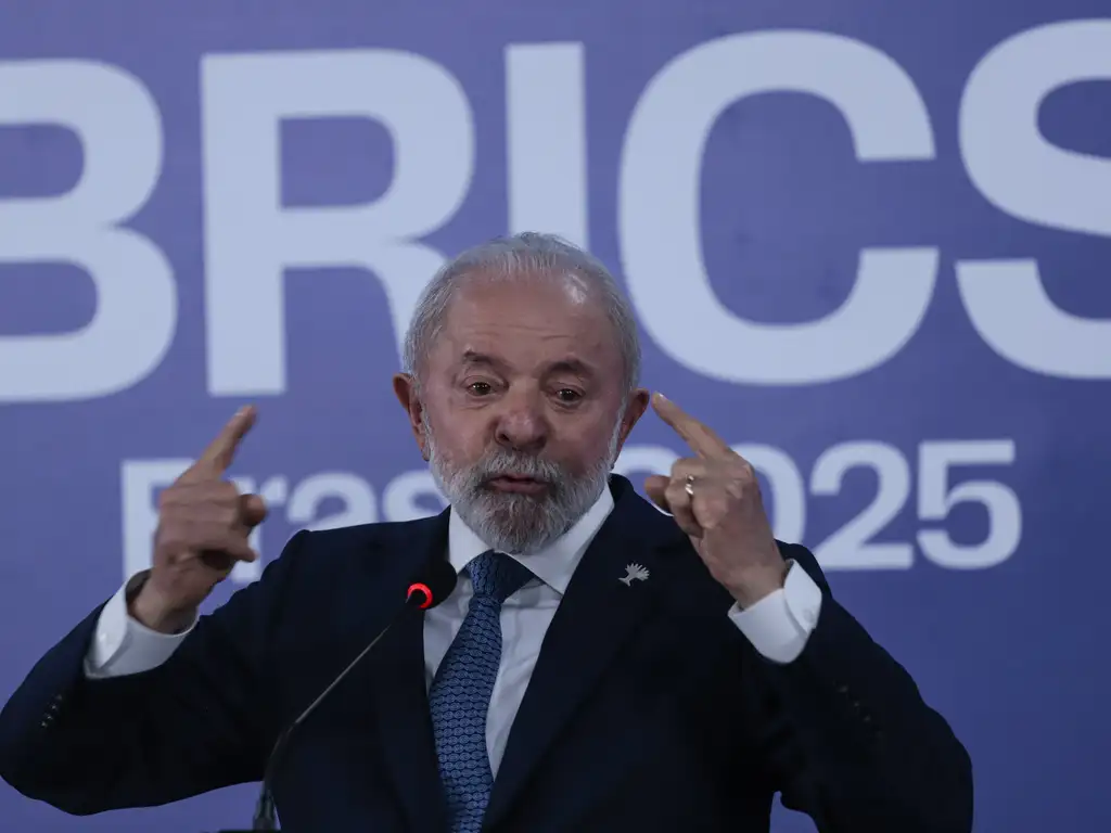 Presidente Luiz Inácio Lula da Silva, durante pronunciamento ao final do Brics -  (crédito: Joédson Alves/Agência Brasil)