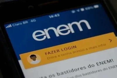 Aplicativo oficial do Enem na tela do celular, que possibilita o acesso a notas e informa&ccedil;&otilde;es sobre o exame. -  (crédito: Ag&ecirc;ncia Brasil)