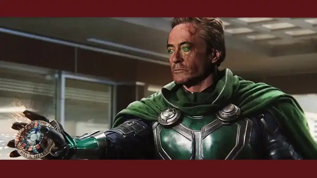 Robert Downey Jr. como Doutor Destino em arte conceitual que destaca a fus&atilde;o de tecnologia e magia do vil&atilde;o de Vingadores: Doomsday -  (crédito: Reprodu&ccedil;&atilde;o)