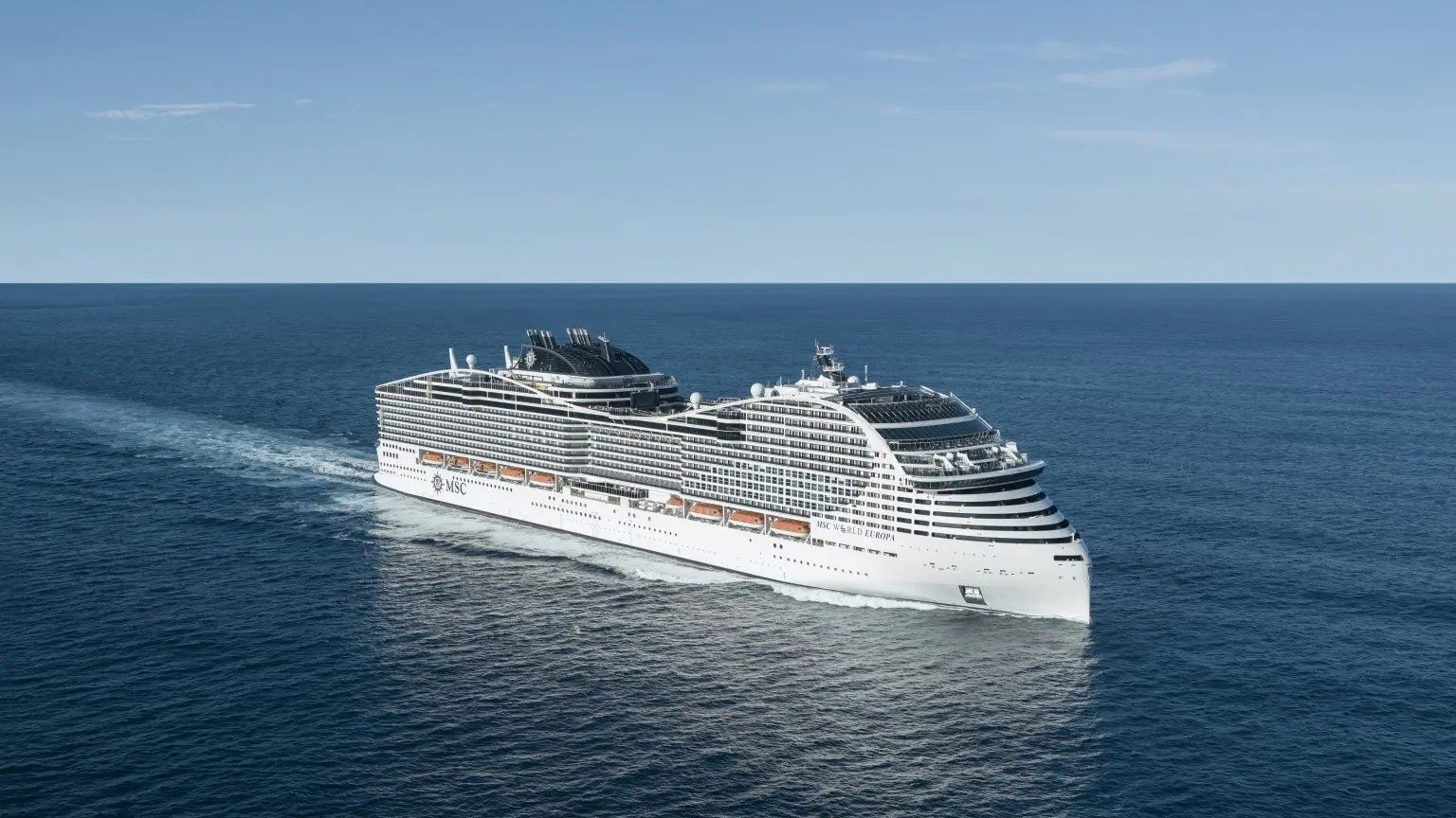 O MSC World Europa &eacute; um dos navios que ter&atilde;o sua programa&ccedil;&atilde;o de cruzeiros pelo Mediterr&acirc;neo atualizada para a temporada 2027/2028 -  (crédito: Divulga&ccedil;&atilde;o)