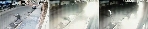 Homem arremessa coquetel molotov contra porta de boate em Santa Maria - Reprodução / Youtube