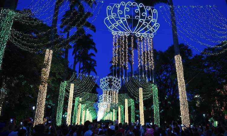 Iluminação de natal é inaugurada na Praça da Liberdade e encanta visitantes - Alexandre Guzanshe/EM