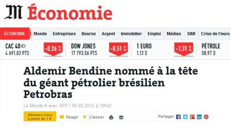 Mídia internacional repercute nomeação de Aldemir Bendine para a Petrobras - Le Monde/Reprodução