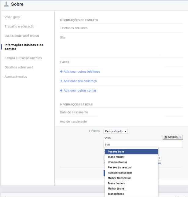 Usuários do Facebook agora podem criar a própria definição de 'gênero' - Facebook/Reprodução