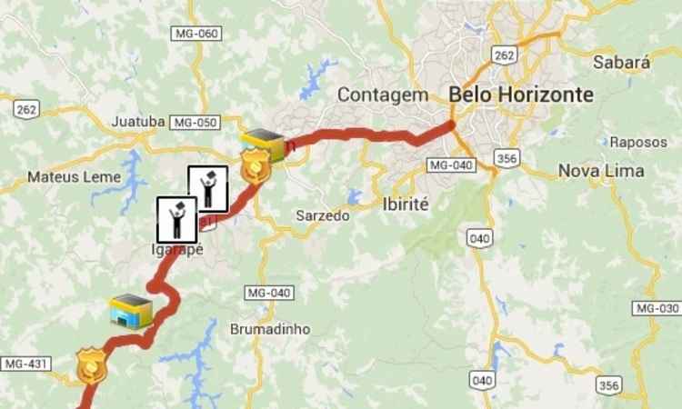 Caminhoneiros fazem novo protesto e interditam dois pontos da BR-381, na RMBH - Autopista Fernão Dias/Reprodução