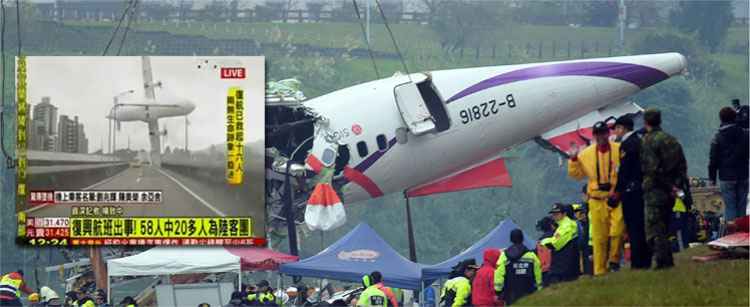 Piloto do avião da TransAsia que caiu em Taiwan desligou motor errado - AFP PHOTO / Youtube / Reprodução