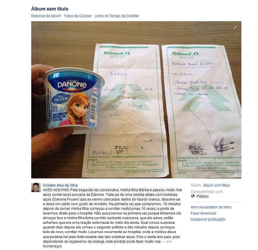 Problema de consumo com Iogurte Frozen viraliza nas redes sociais  - Reprodução/Facebook