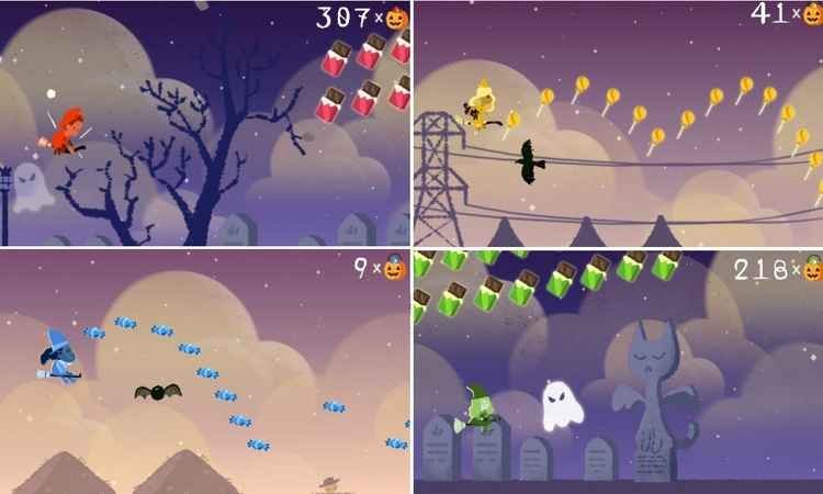 Google lança jogo em sua página inicial para comemorar o Halloween - Montagem/Reprodução Google