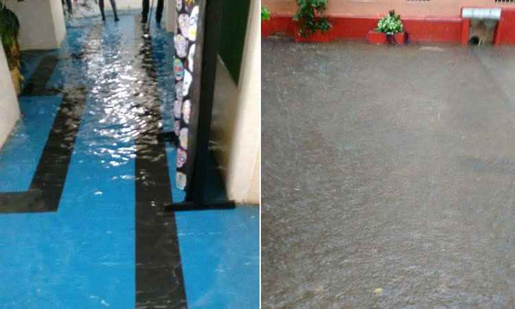 Chuva alaga Instituto de Educação de Minas Gerais, no Centro de BH - Divulgação