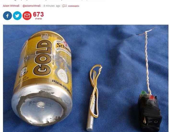 Estado Islâmico divulga foto do artefato que teria derrubado avião russo no Egito - Indepent/Reprodução/Site