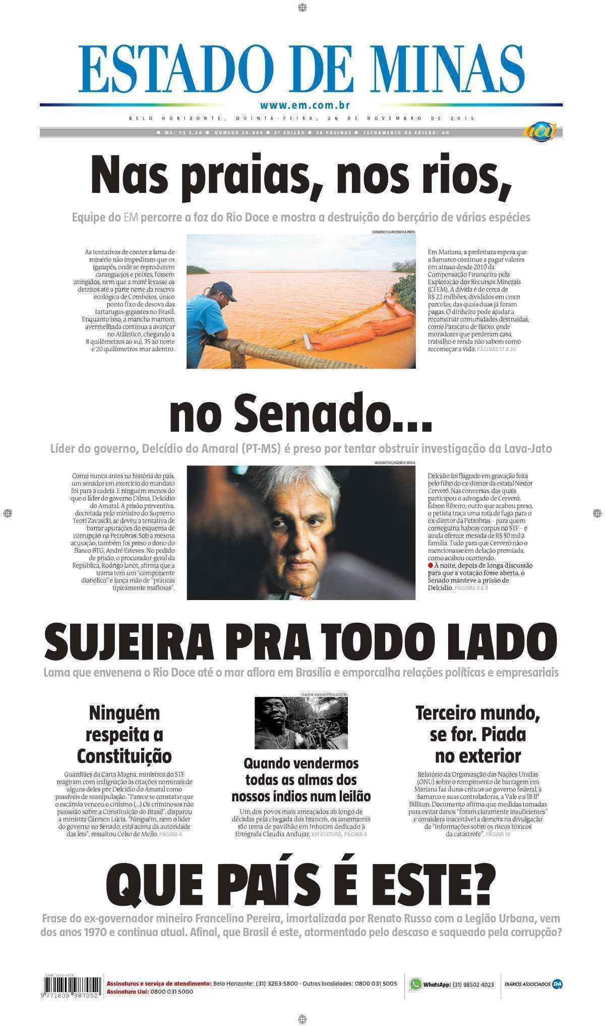 Relembre algumas capas históricas do Jornal Estado de Minas