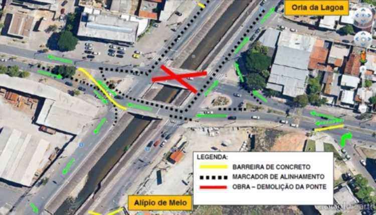 Obras no Córrego Ressaca provocam mudanças em avenidas da Região da Pampulha - BHTrans/Divulgação