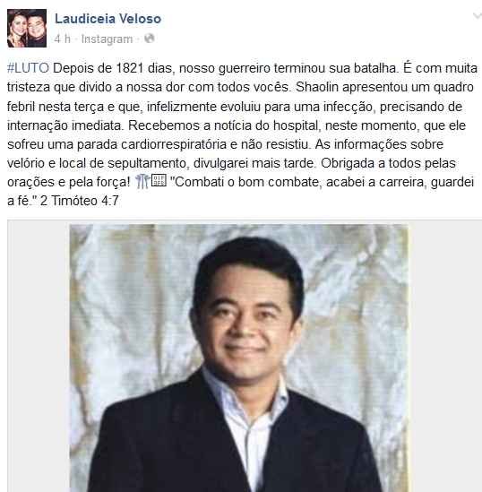 Morre o humorista Shaolin, aos 44 anos - Reprodução Facebook