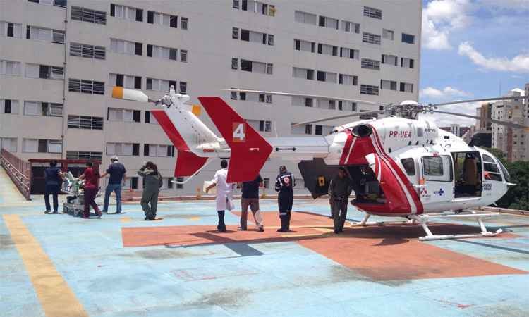 Homem tem perna amputada por roçadeira em Guanhães - Corpo de Bombeiros/Divulgação