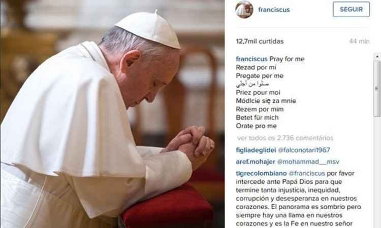 Papa Francisco estreia perfil no Instagram e já tem mais de 447 mil seguidores  - Instagram/Divulgação 