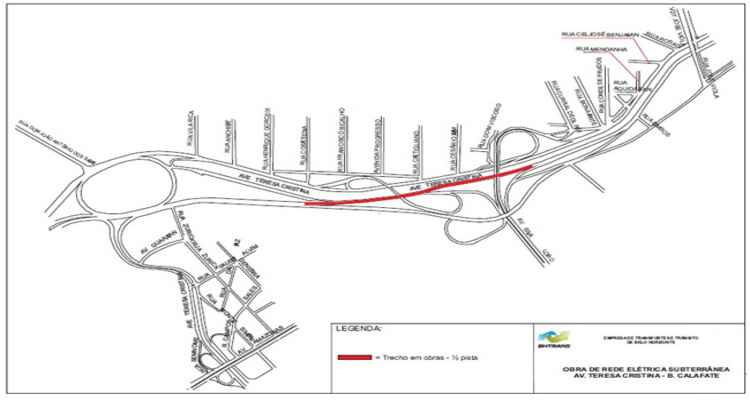 Parte da Avenida Teresa Cristina é interditada para obras - BHTrans/Reprodução 