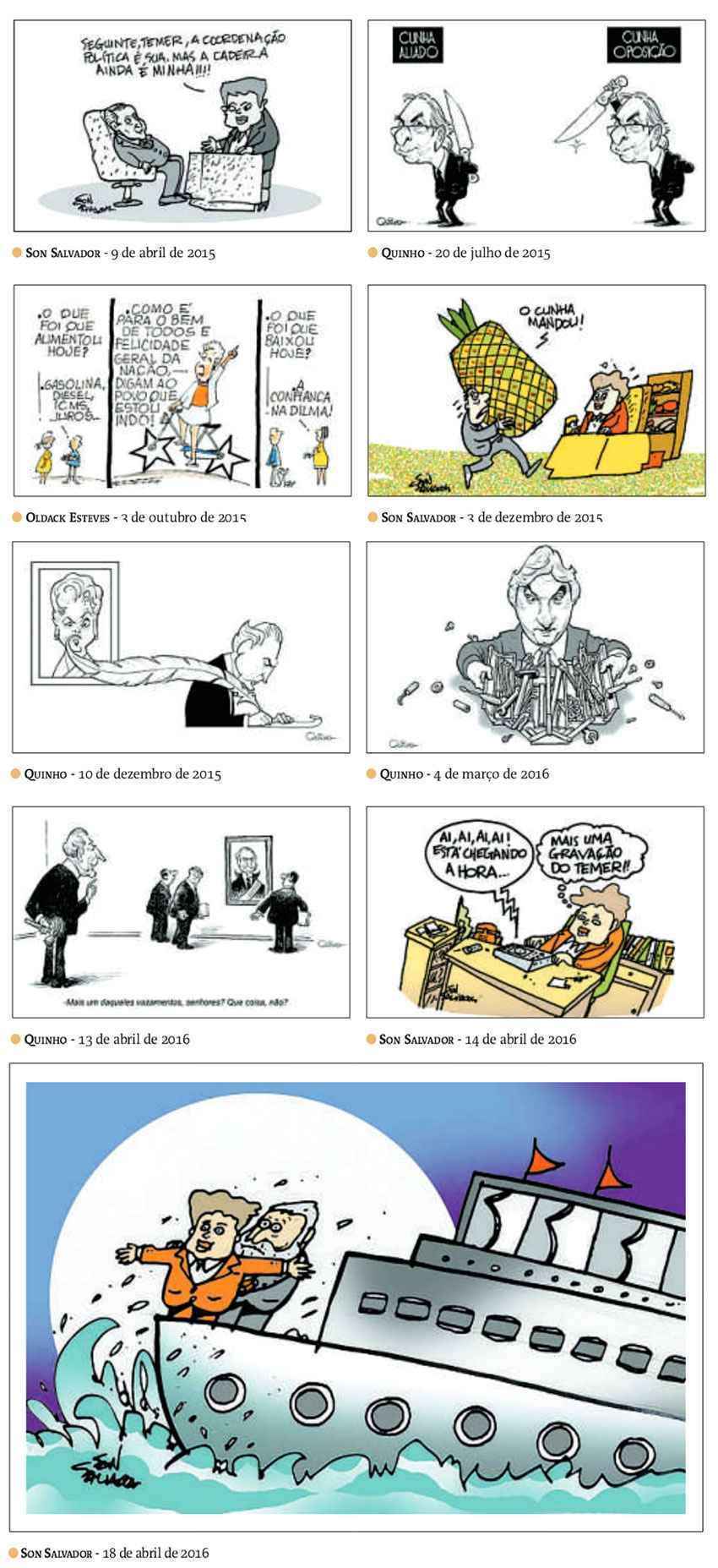 Relembre momentos marcantes da política retratados pelos chargistas do EM